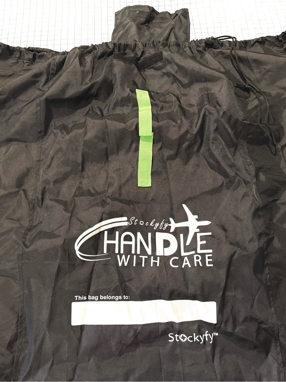Stockyfy CarSeat Travel Bag Black with Green Loop New